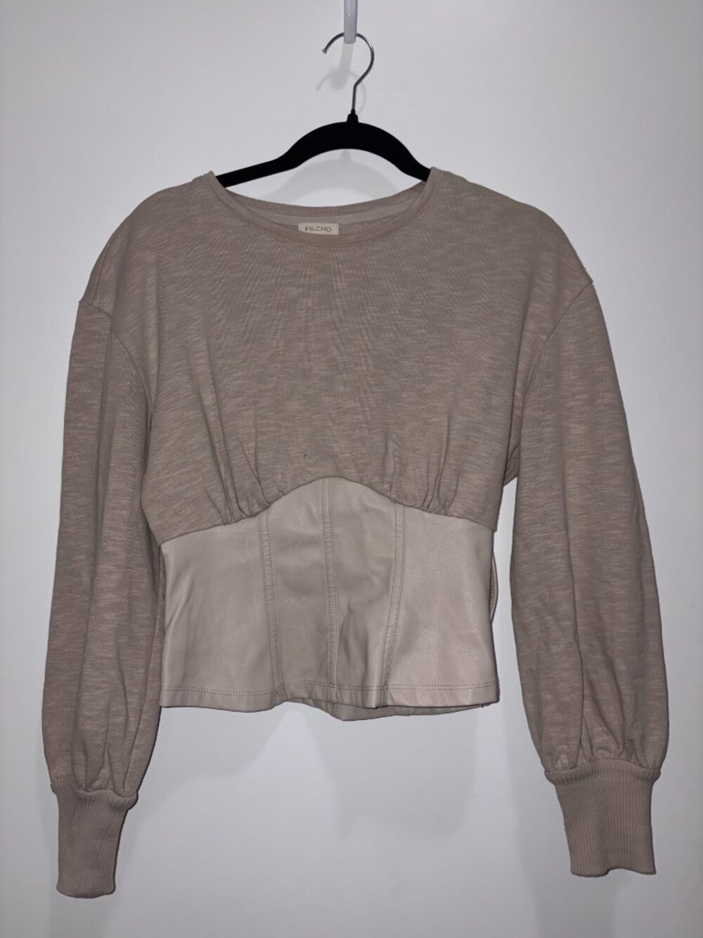 Anthropologie Pilcro Faux Leather Corset Sweatshirt